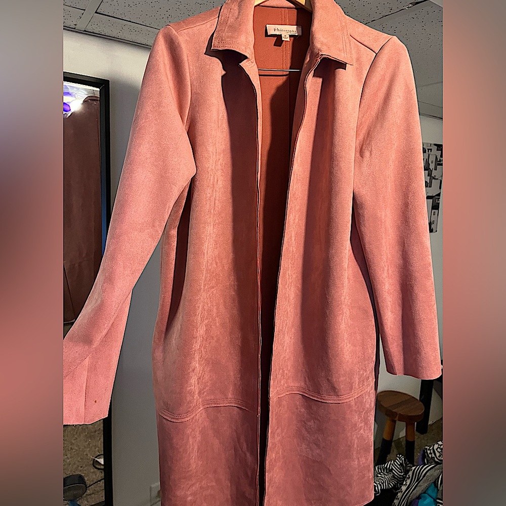 Large Philosophy Over Coat Faux Leather